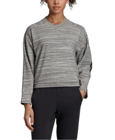 Shop Adidas Originals Adidas Must Have Melange Cropped Sweatshirt In Black/off White