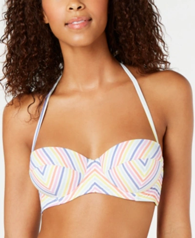 Shop Kate Spade New York Beach Stripe Printed Halter Underwire Bikini Top Women's Swimsuit In White Multi