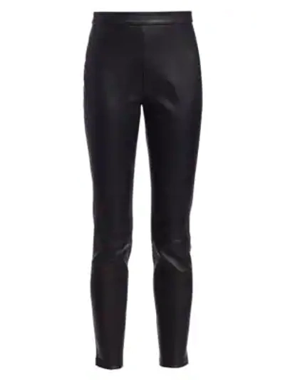 Shop Saks Fifth Avenue Women's Leather Leggings In Black
