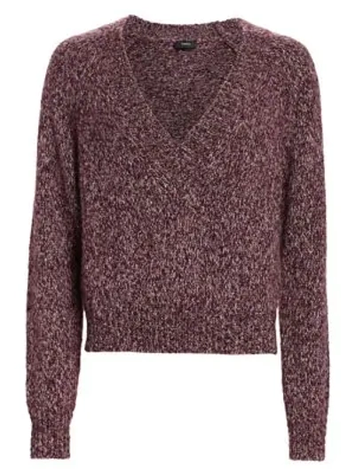 Shop Theory Marled V-neck Baby Alpaca-blend Sweater In Mulberry Thistle