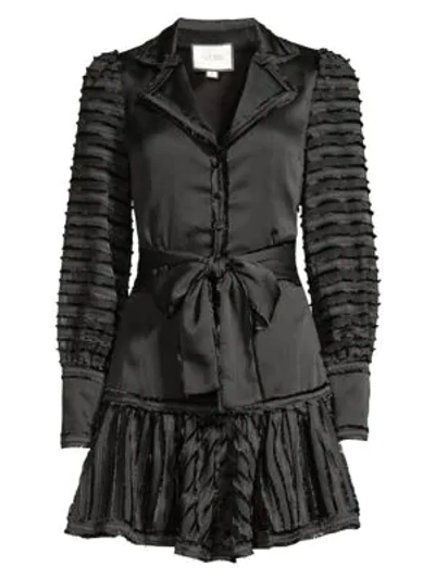 Shop Alexis Renita Fringe Stripe Mini Dress In Black