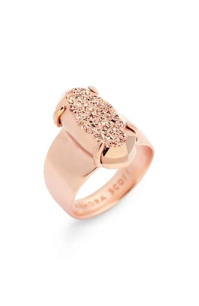 Shop Kendra Scott Harrison Cocktail Ring In Rose Gold Drusy