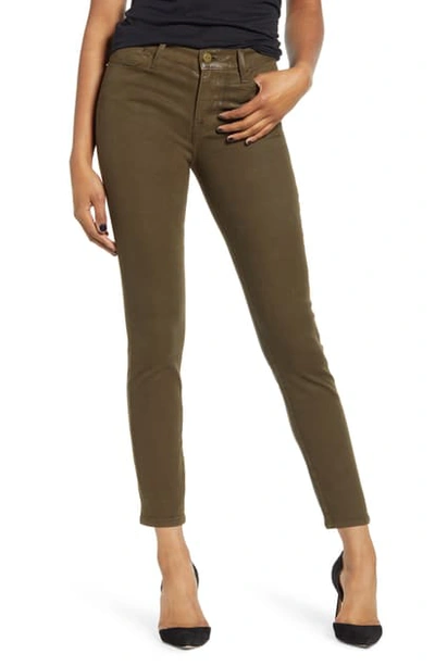 Shop Frame Le High Waist Coated Skinny Jeans In Military Coated