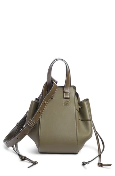 Shop Loewe Small Hammock Calfskin Leather Shoulder Bag - Green In Khaki Green