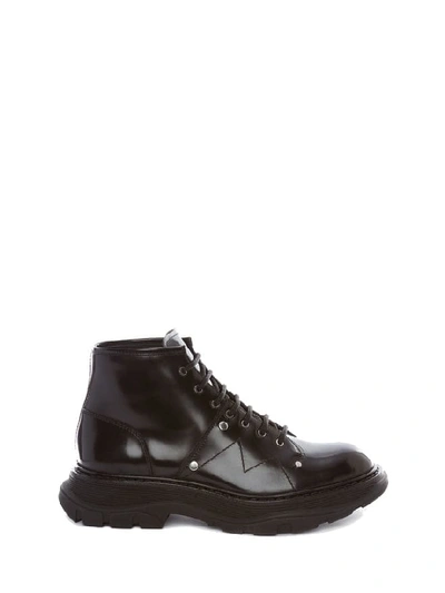 Shop Alexander Mcqueen Military Laced Boots In Black Silver