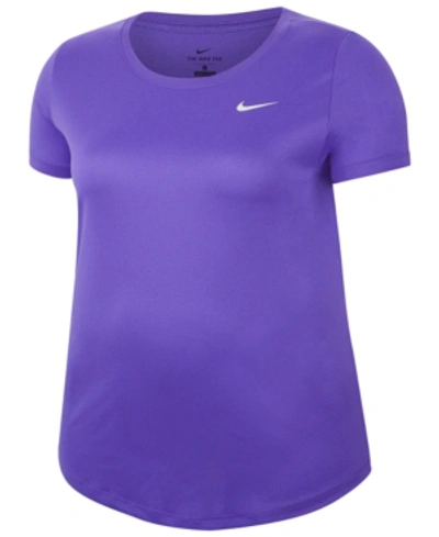Shop Nike Plus Size Dry Legend Training Top In Psychic Purple/white