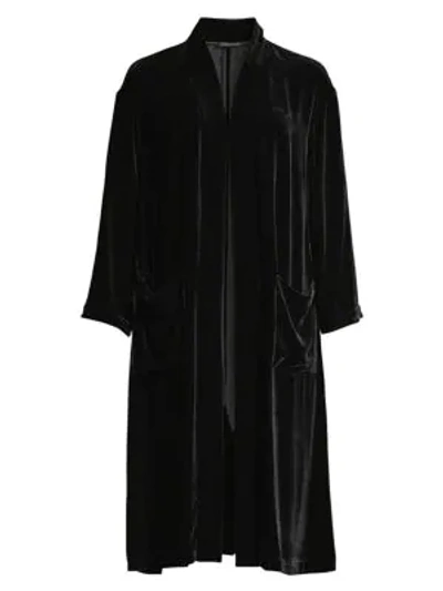 Shop Eileen Fisher Long Velvet Kimono Jacket In Black