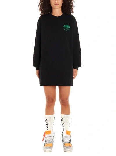 Shop Off-white Off Tree Logo Dress In Black