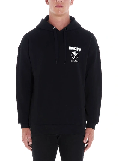 Shop Moschino Double Question Mark Hoodie In Black