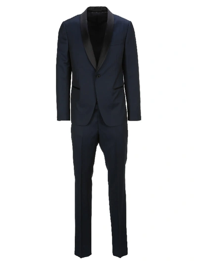 Shop Z Zegna Z-zegna Tuxedo Suit In Dark Blue