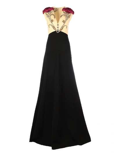 Shop Gucci Viscose Dress With Jewellery Details/gioiello In Black Almond