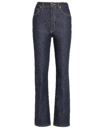 Shop Khaite Victoria High-rise Straight Jeans In Medium Indigo Denim