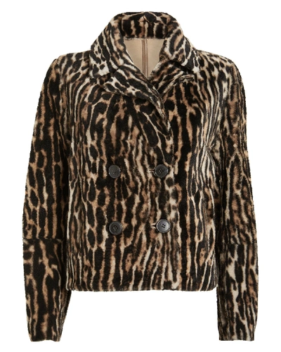 Shop Yves Salomon Reversible Leopard Shearling Jacket In Black