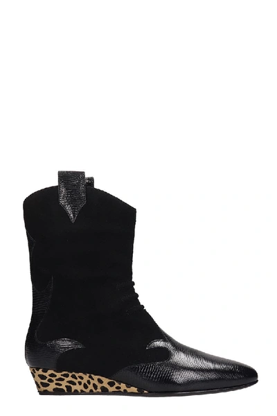 Shop Giuseppe Zanotti Hadley Low Heels Ankle Boots In Black Suede And Leather