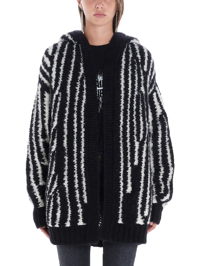 Shop Saint Laurent Cardigan In Black&white 