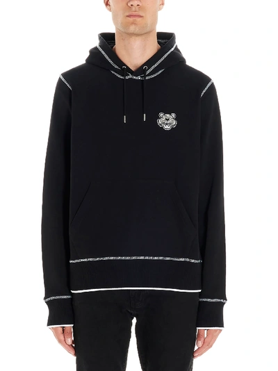 Shop Kenzo Tiger Crest Hoodie In Black