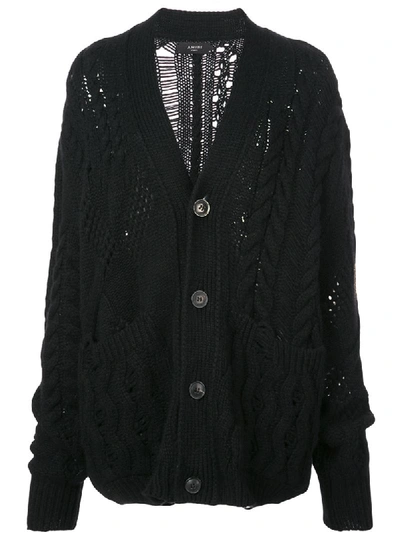Shop Amiri Cable-knit Cardigan In Black