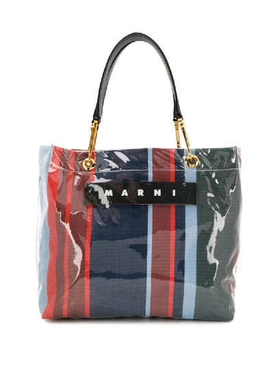 Shop Marni Open Top Tote Bag In Blue