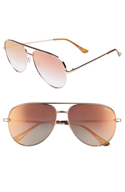 Shop Quay X Desi Perkins High Key 62mm Aviator Sunglasses - Rose/ Copper Fade