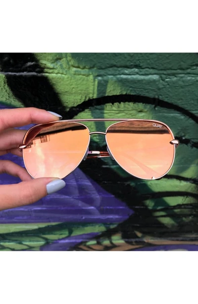 Shop Quay X Desi Perkins High Key 62mm Aviator Sunglasses - Rose/ Copper Fade