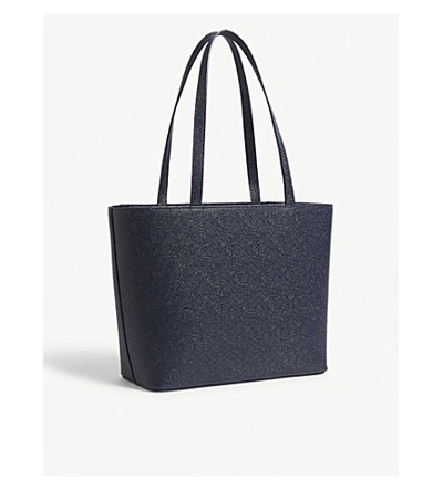 Shop Ted Baker Jjesica Bow Detail Pebbled Leather Tote In Dk-blue