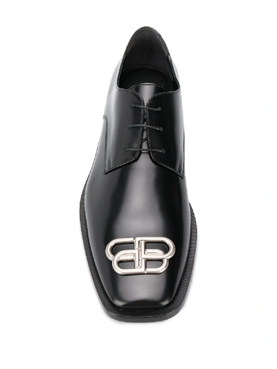 Shop Balenciaga Rim Bb Leather Derby Shoes In Black