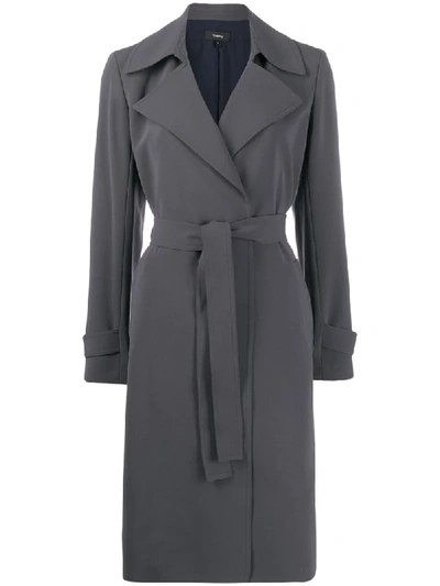 Shop Theory Oaklane Trench Coat In Grey