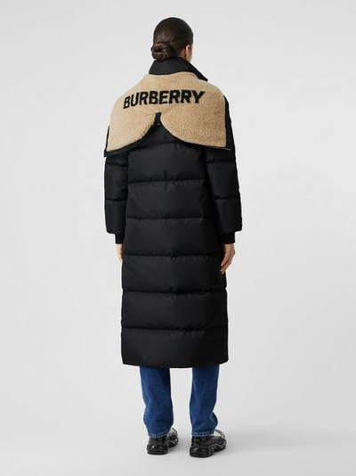 Shop Burberry Logo Detail Puffer Coat In Black