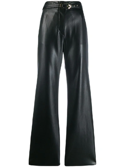 Shop Nanushka High-waisted Faux-leather Trousers In Black