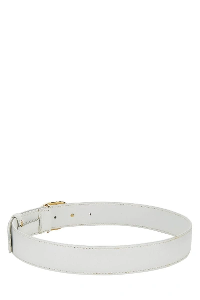 Pre-owned Gucci White Leather Gg Belt 60