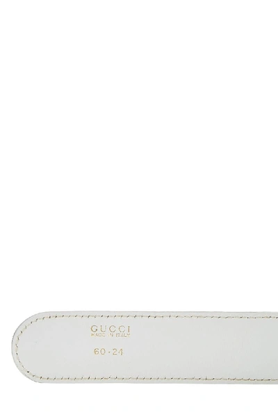 Pre-owned Gucci White Leather Gg Belt 60