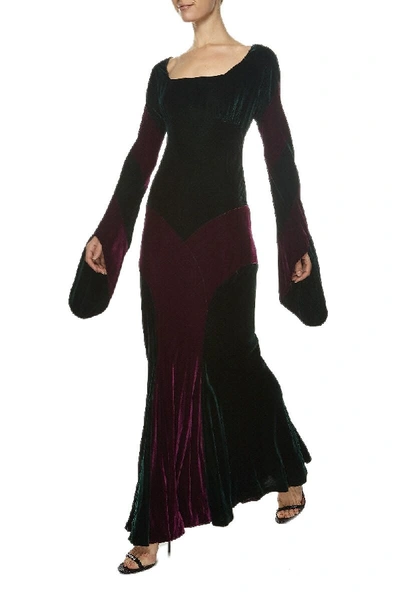 Pre-owned Norma Kamali Green/purple Long-sleeved Gown