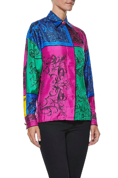Pre-owned Versace 1980s Multicolor Silk Baroque Print Shirt