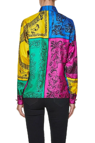 Pre-owned Versace 1980s Multicolor Silk Baroque Print Shirt