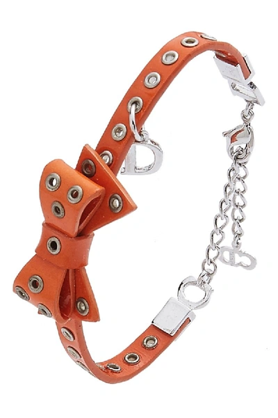Pre-owned Dior Orange Patent Leather Bow Bracelet