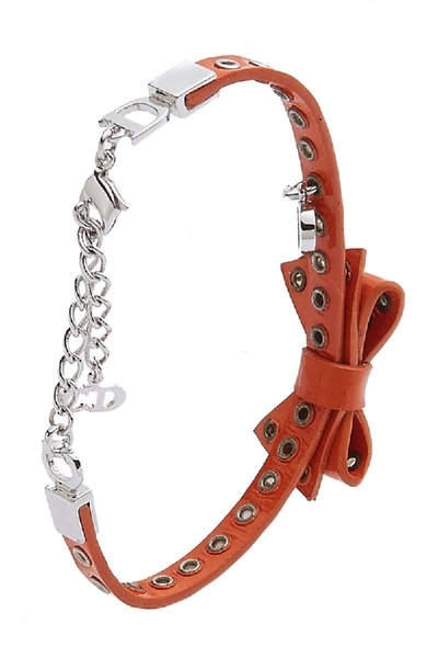 Pre-owned Dior Orange Patent Leather Bow Bracelet