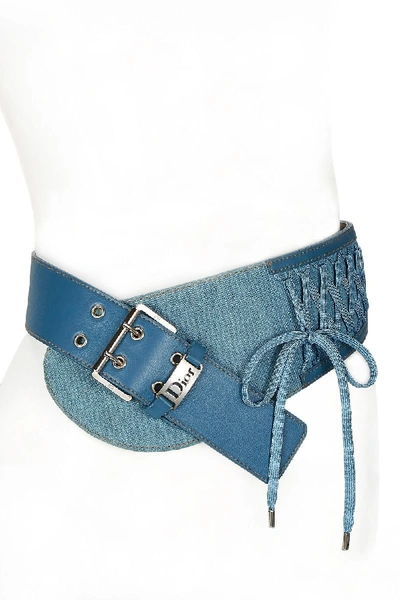 Pre-owned Dior Blue Denim Corset Belt