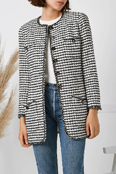 Shop Pre-owned Chanel S/s 1997 Black & White Bouclé Jacket