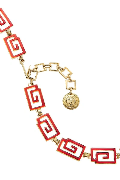 Shop Versace Red & Gold Medusa Chain Belt Xl