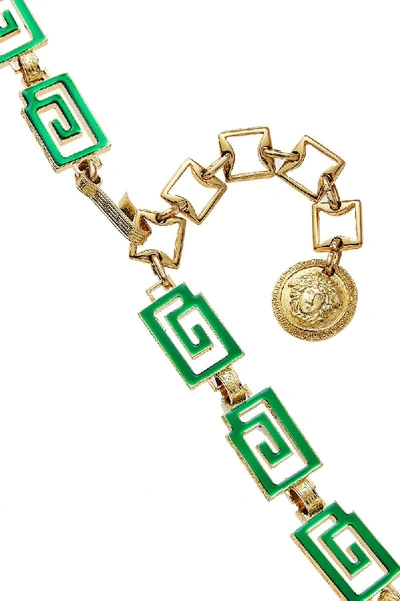 Pre-owned Versace Green & Gold Medusa Chain Belt Xl