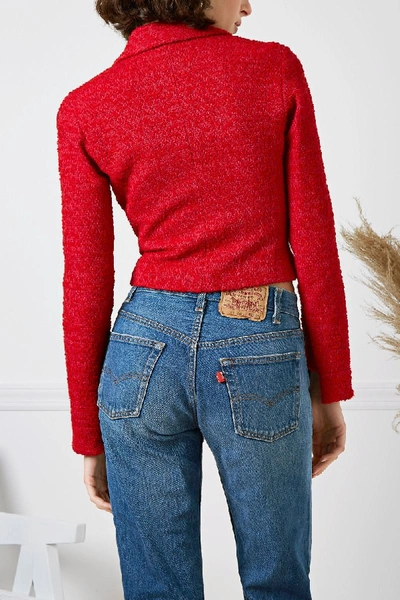 Pre-owned Chanel Pre-fall 2000 Red Bouclé Cropped Jacket