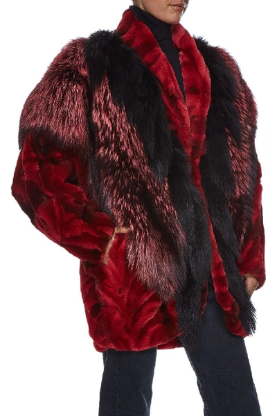 Pre-owned Adrienne Landau Red Fur Coat