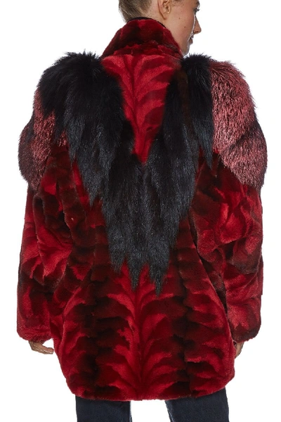 Pre-owned Adrienne Landau Red Fur Coat