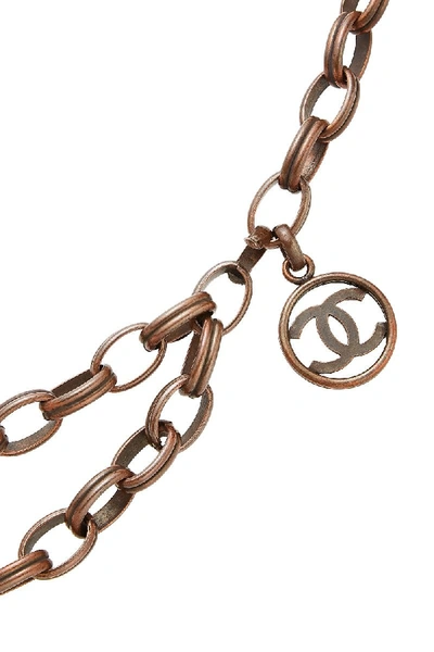 Pre-owned Chanel Brown Brass 'cc' Chain Belt