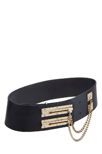 Pre-owned Chanel Black Leather Sliding Chain Lock Belt