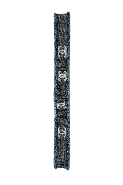 Pre-owned Chanel Metallic Blue Denim 'cc' Headband