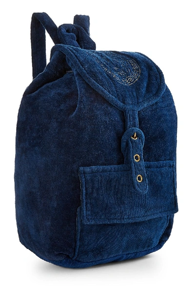 Pre-owned Versace Navy Terry Cloth Medusa Backpack