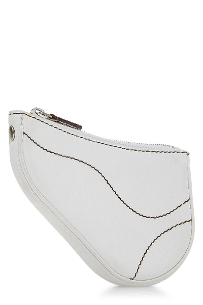 Pre-owned Dior White Leather Saddle Pouch