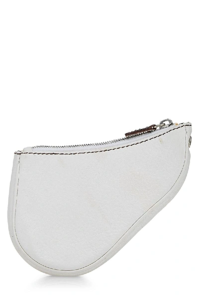 Pre-owned Dior White Leather Saddle Pouch