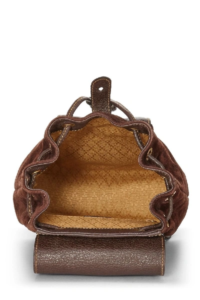 Pre-owned Gucci Brown Suede & Leather Bamboo Backpack Mini